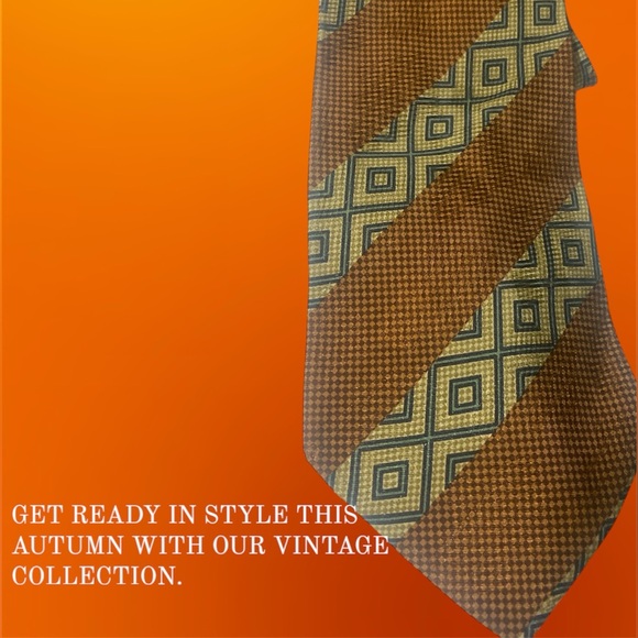 Giorgio Armani Cravatte 100% silk tie Made in Italy Brown/Grey Vntg.  EUC - Picture 5 of 8